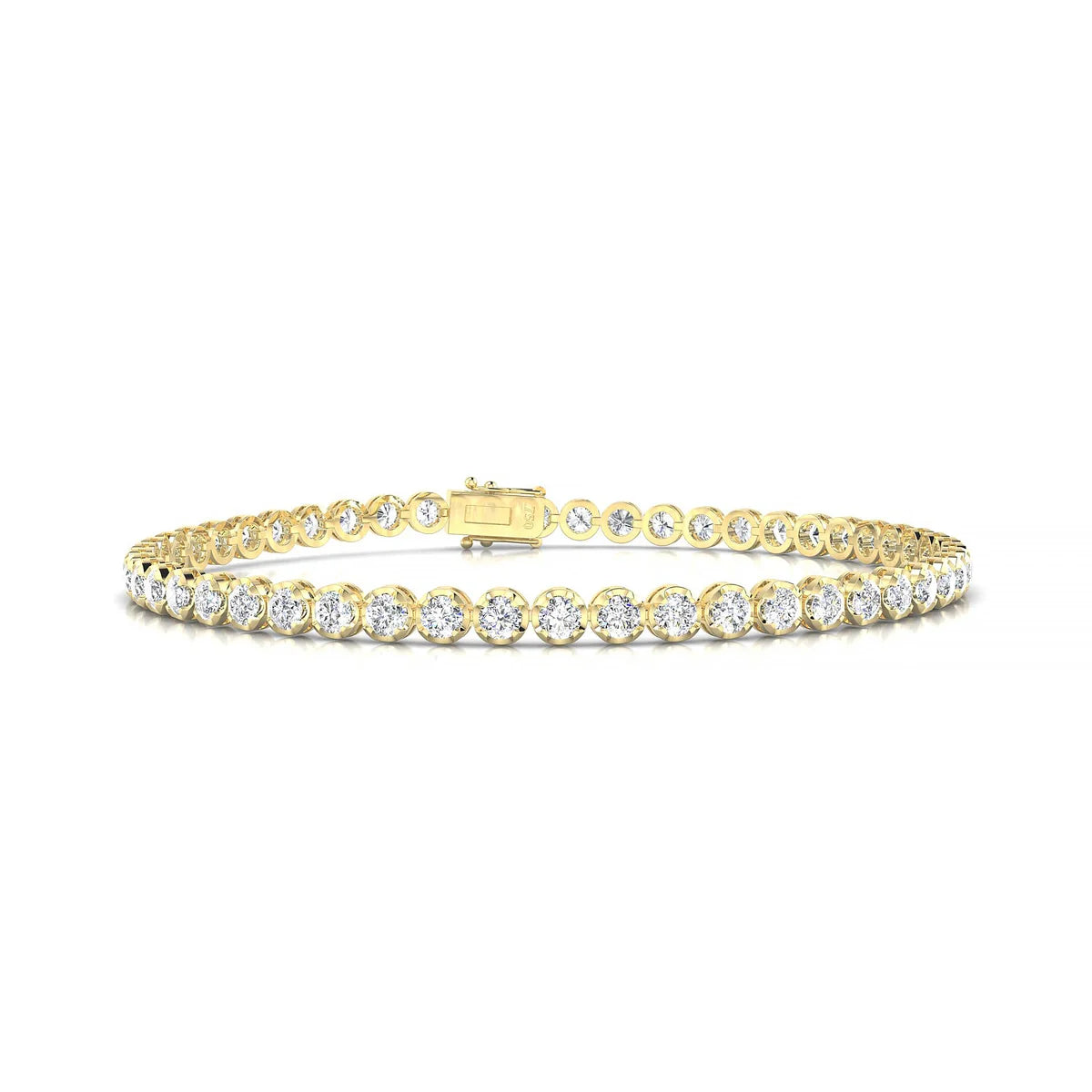Tiger | 18k Yellow Gold 2.5 mm Round Natural Diamond Tennis Bracelet
