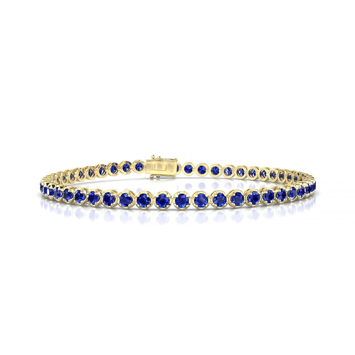 Tiger | 18k Yellow Gold 2.5 mm Round Natural Sapphire Tennis Bracelet
