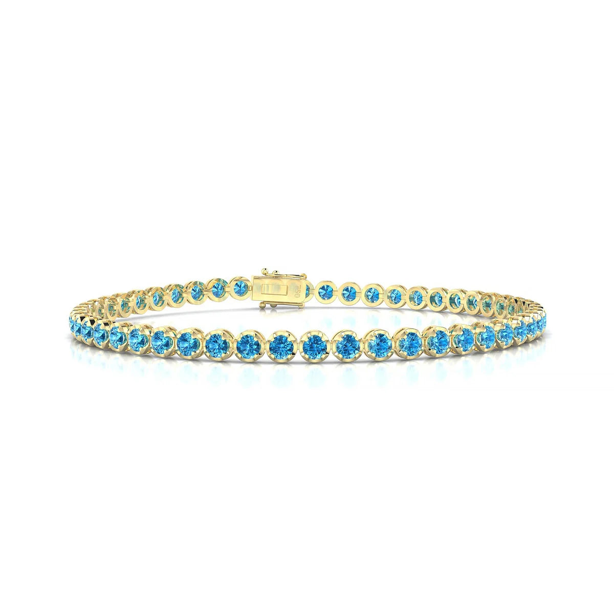 Tiger | 18k Yellow Gold 2.5 mm Round Natural Topaz Tennis Bracelet