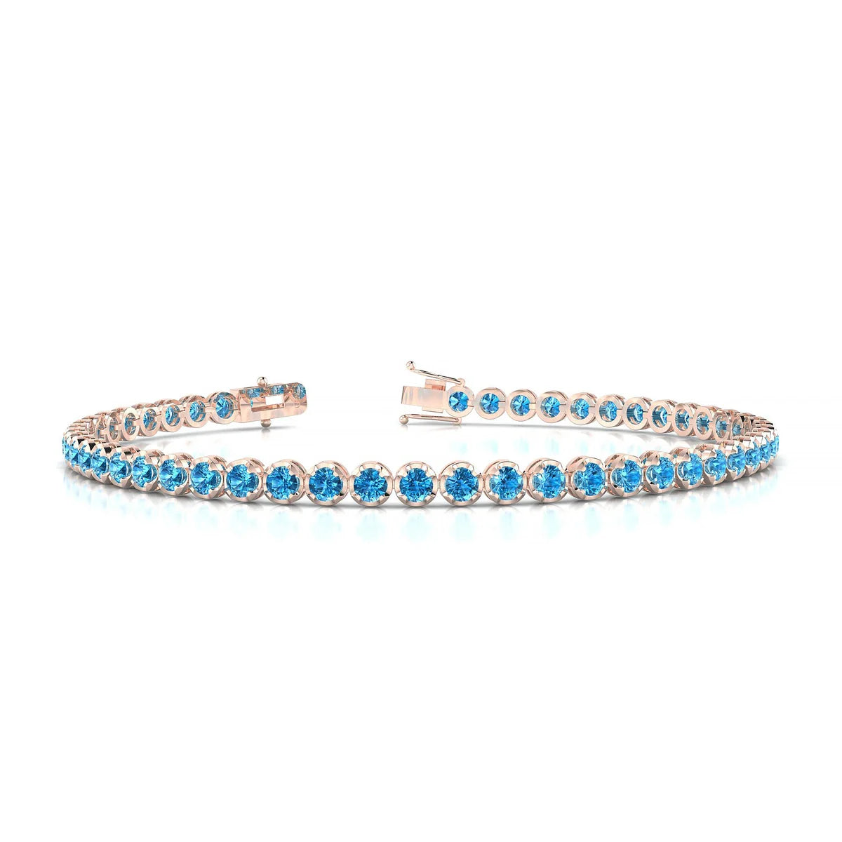 Tiger | 18k Rose Gold 2.5 mm Round Natural Topaz Tennis Bracelet