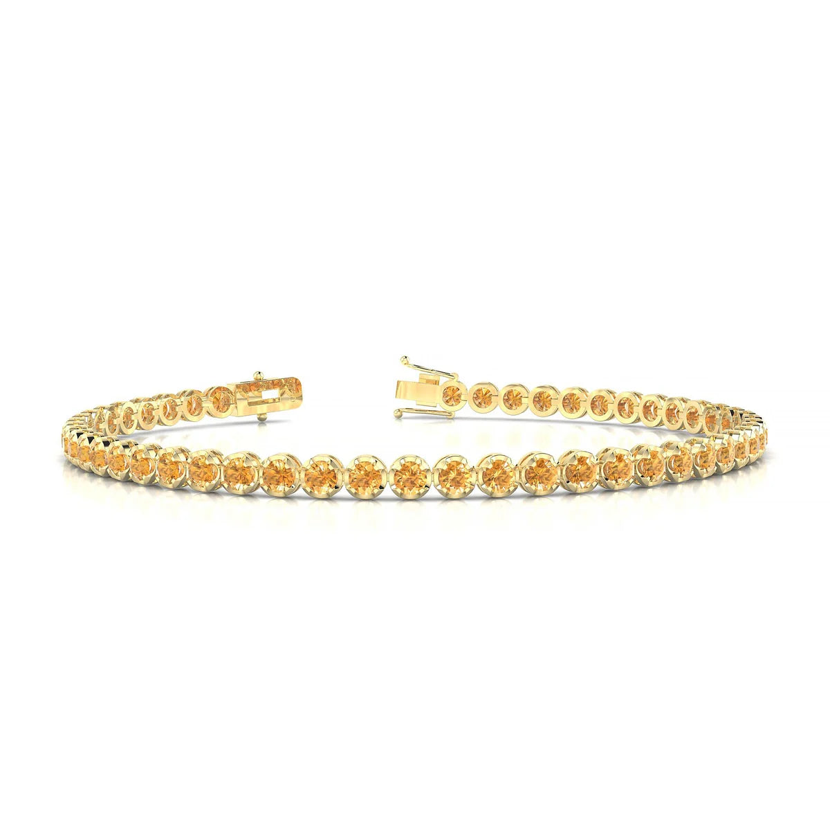 Tiger | 18k Yellow Gold 2.5 mm Round Natural Citrine Tennis Bracelet