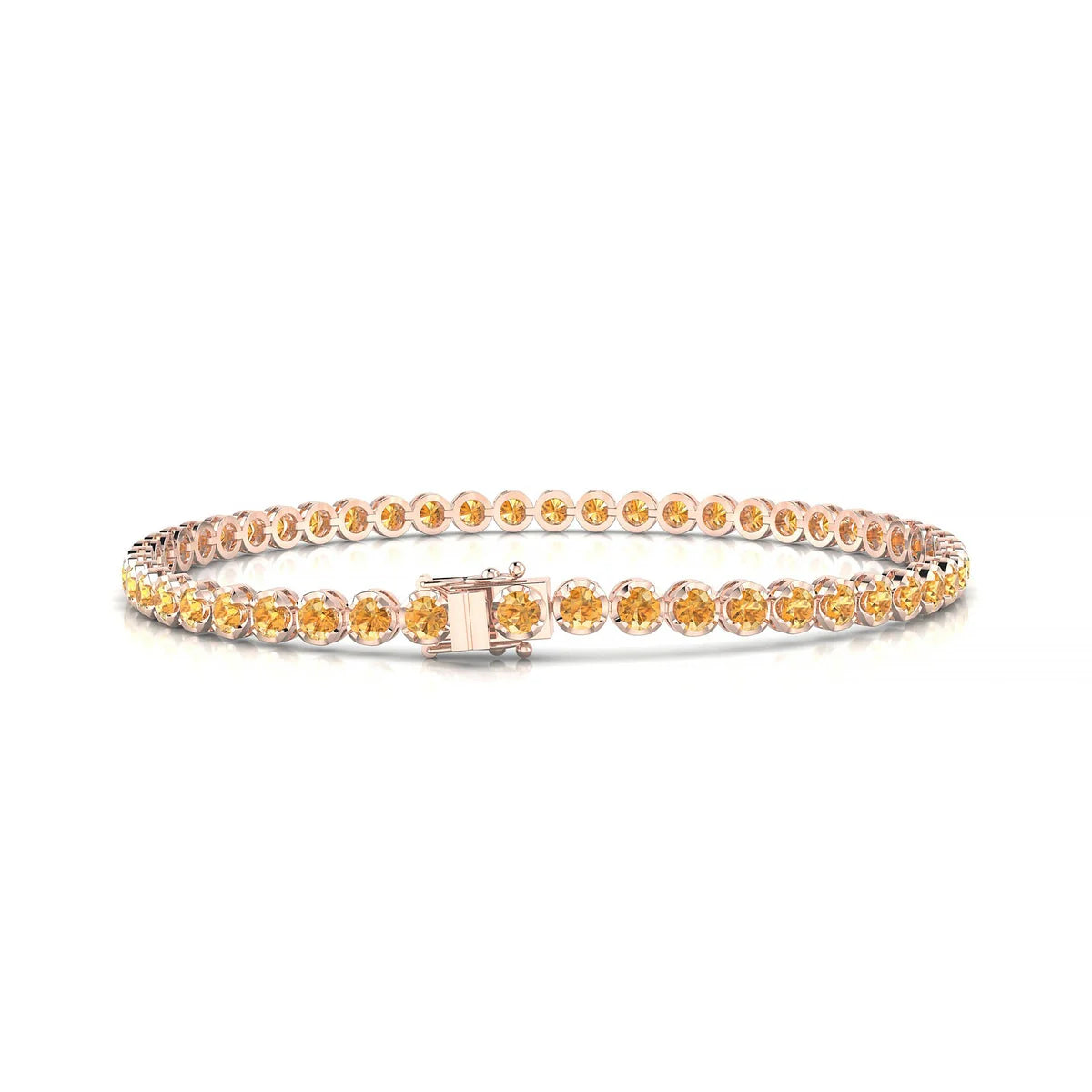 Tiger | 18k Rose Gold 2.5 mm Round Natural Citrine Tennis Bracelet