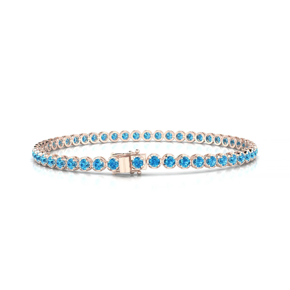 Tiger | 18k Rose Gold 2.5 mm Round Natural Topaz Tennis Bracelet