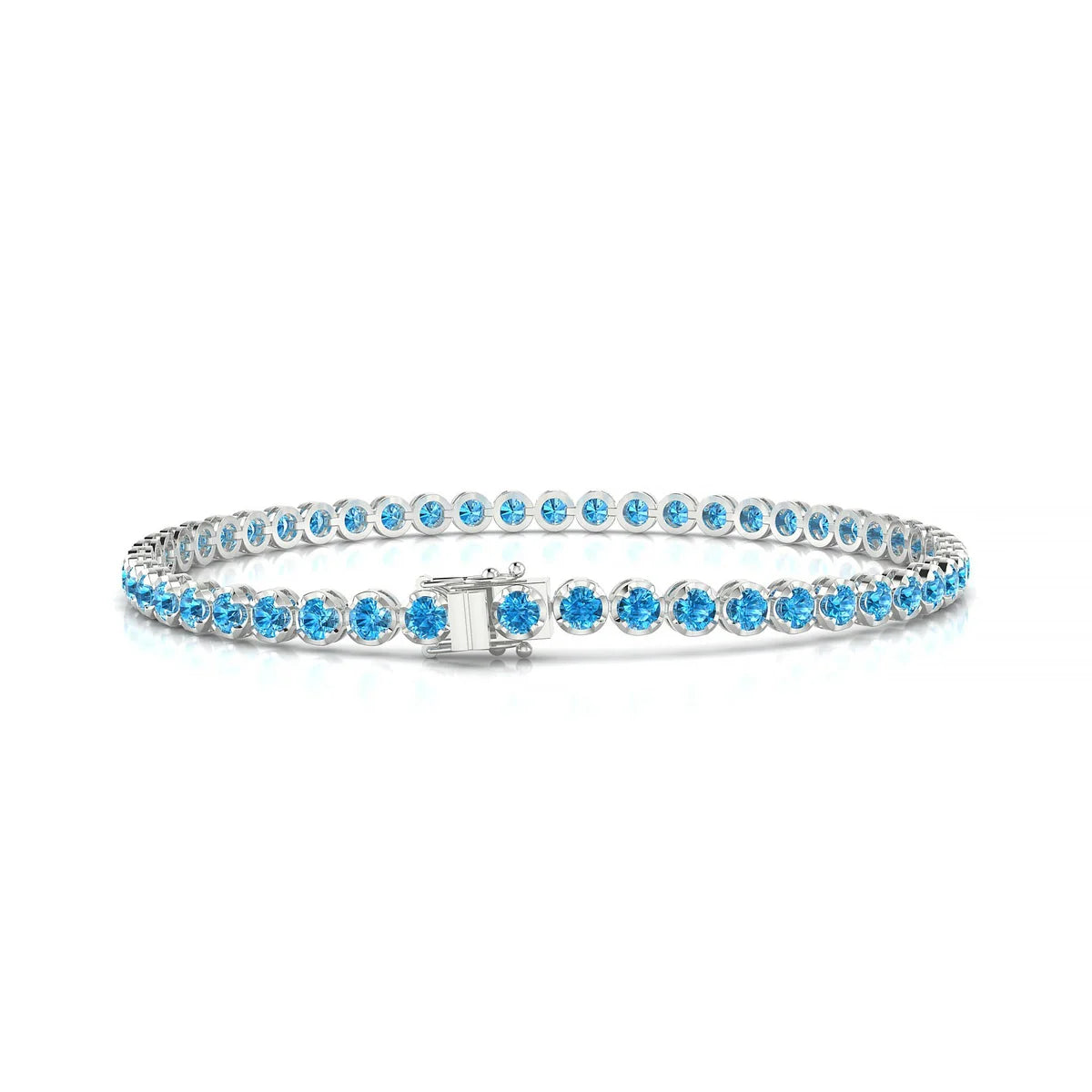 Tiger | 18k White Gold 2.5 mm Round Natural Topaz Tennis Bracelet