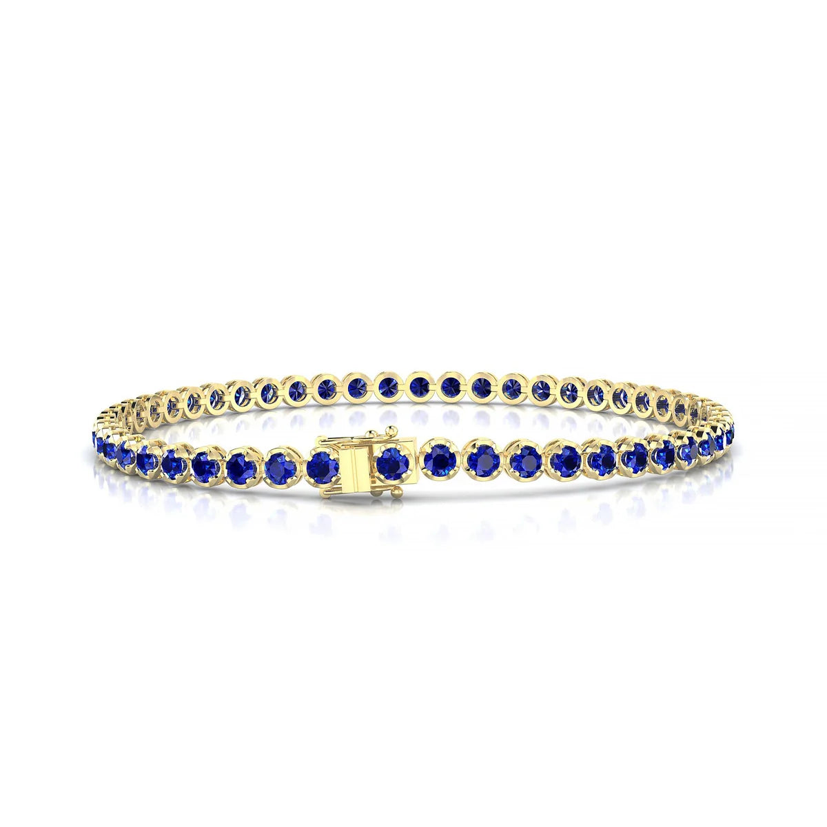 Tiger | 18k Yellow Gold 2.5 mm Round Natural Sapphire Tennis Bracelet