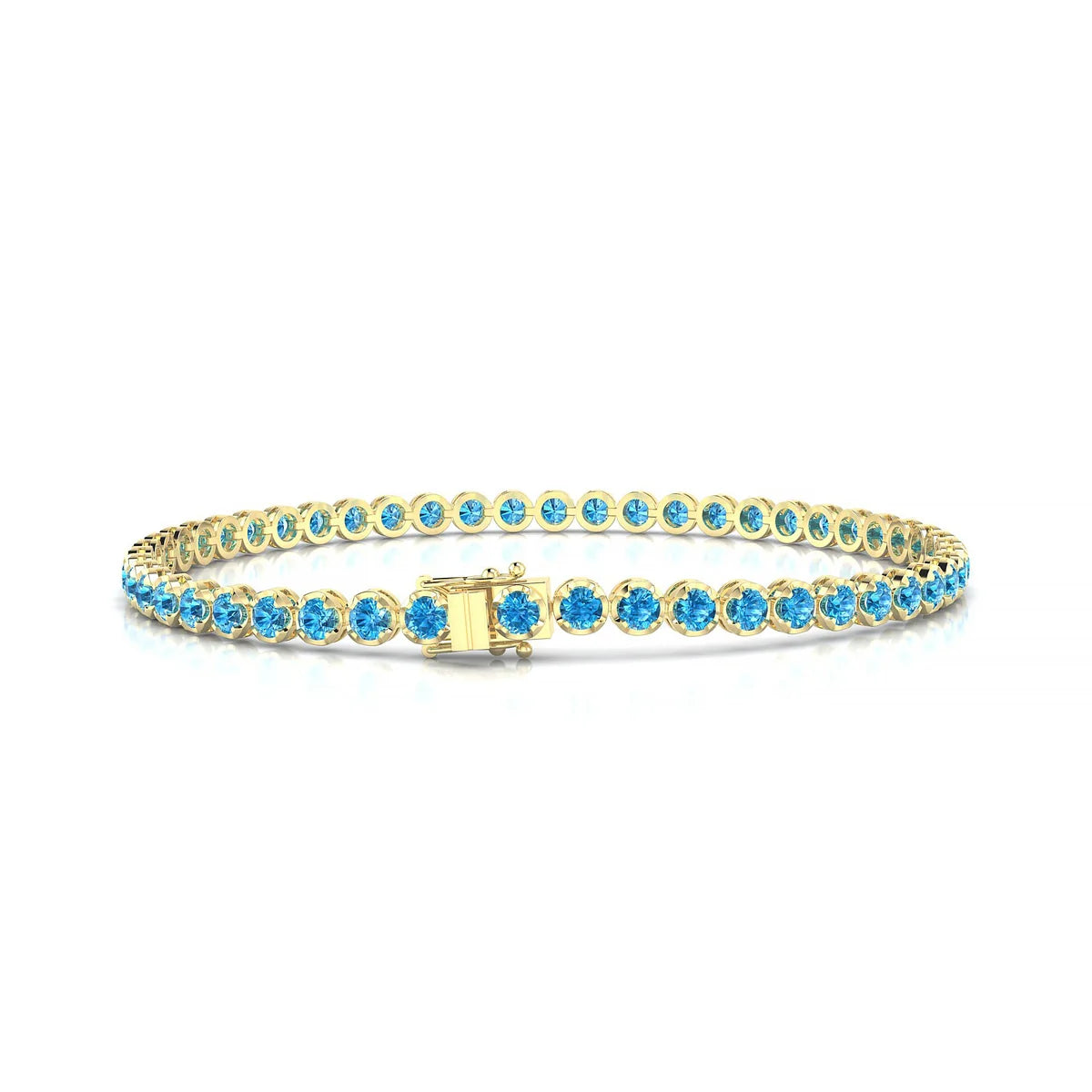 Tiger | 18k Yellow Gold 2.5 mm Round Natural Topaz Tennis Bracelet