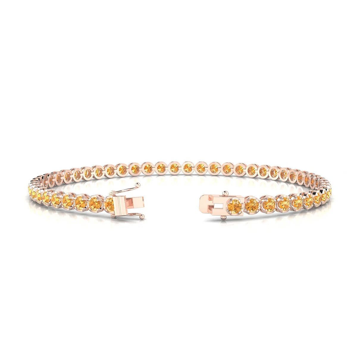 Tiger | 18k Rose Gold 2.5 mm Round Natural Citrine Tennis Bracelet