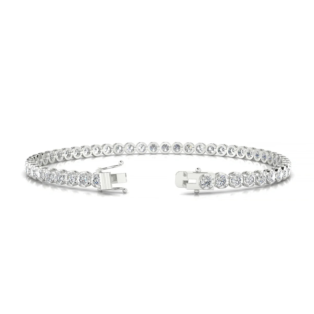 Tiger | 18k White Gold 2.5 mm Round Natural Diamond Tennis Bracelet