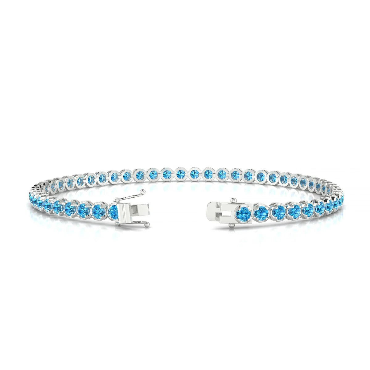 Tiger | 18k White Gold 2.5 mm Round Natural Topaz Tennis Bracelet