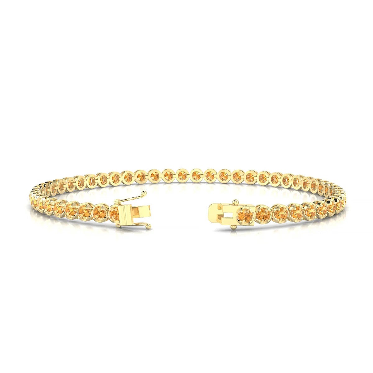 Tiger | 18k Yellow Gold 2.5 mm Round Natural Citrine Tennis Bracelet