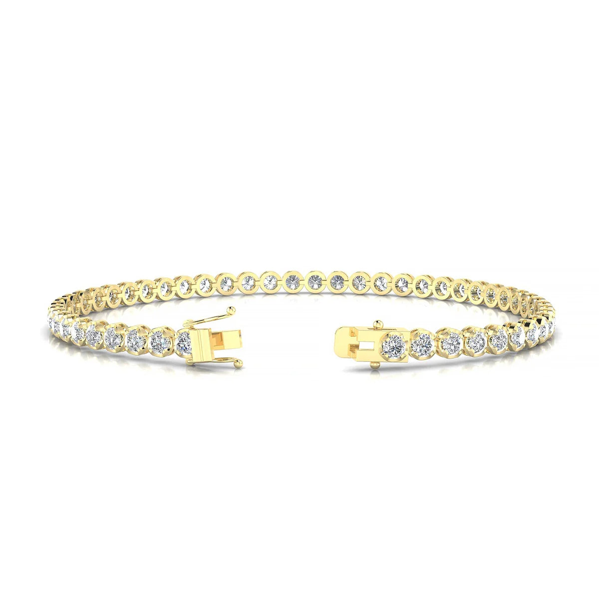 Tiger | 18k Yellow Gold 2.5 mm Round Natural Diamond Tennis Bracelet