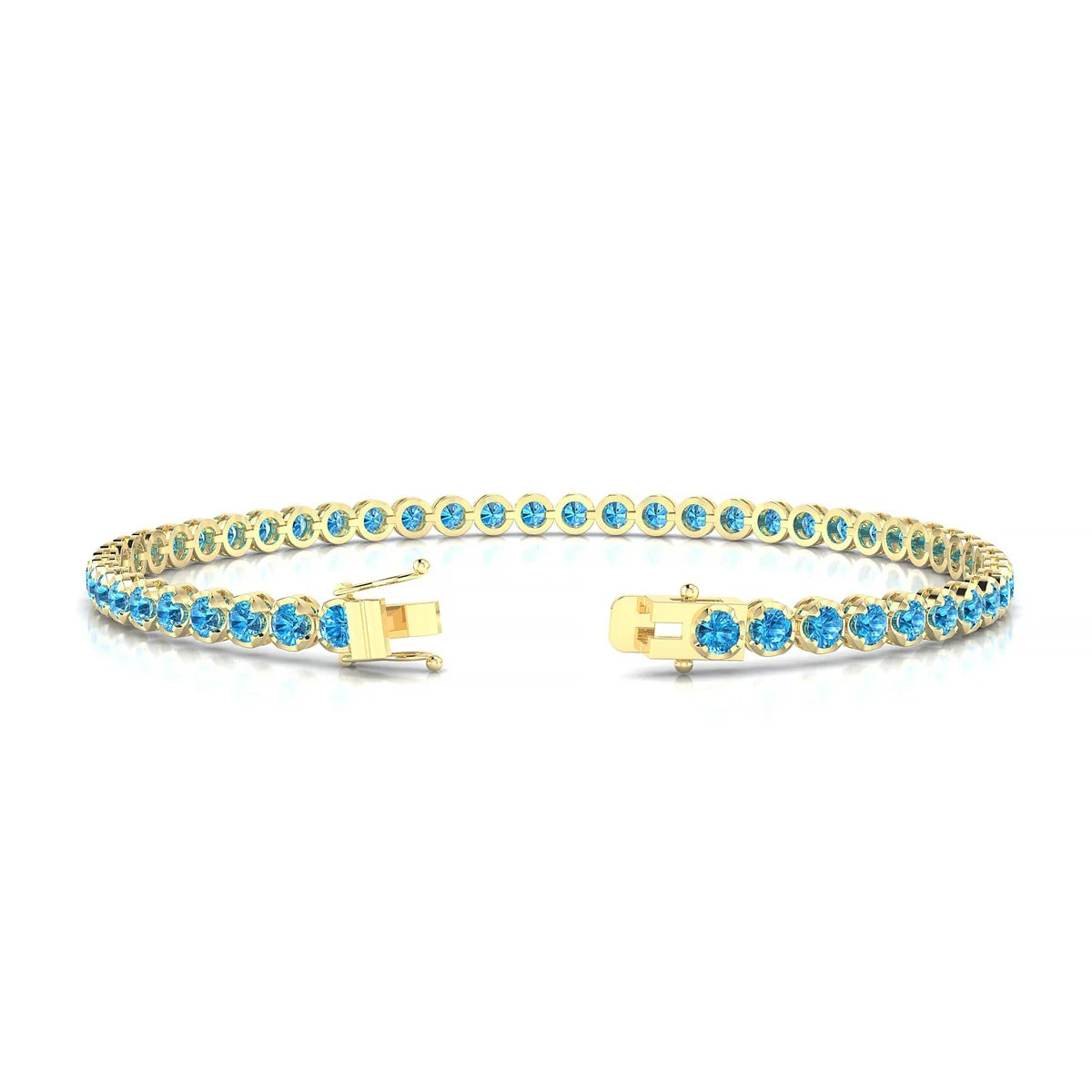 Tiger | 18k Yellow Gold 2.5 mm Round Natural Topaz Tennis Bracelet