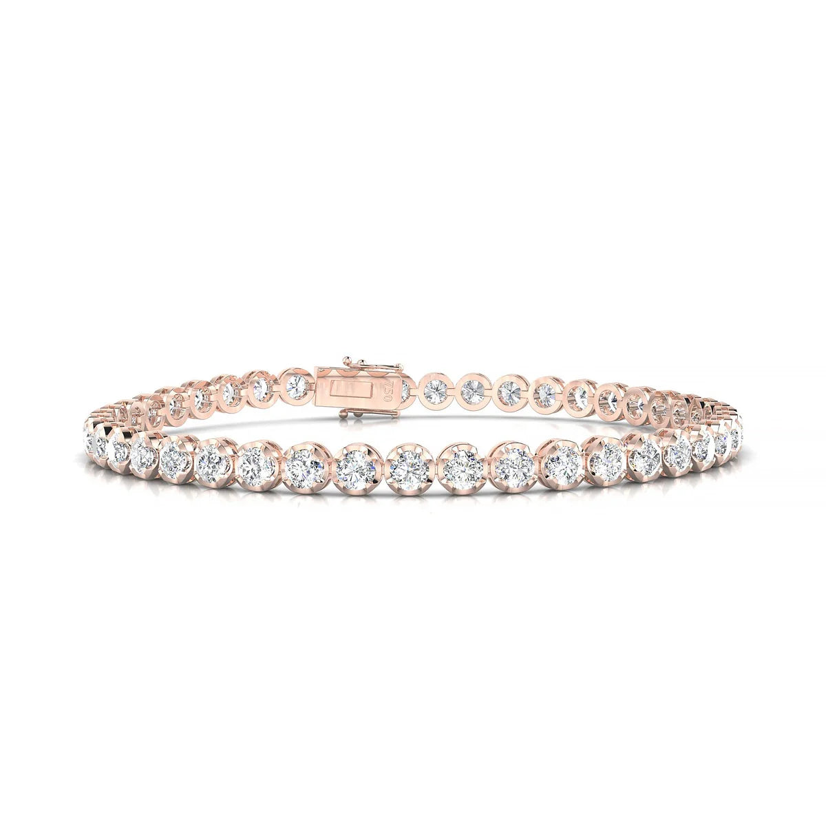 Tiger | 18k Rose Gold 3 mm Round Natural Diamond Tennis Bracelet