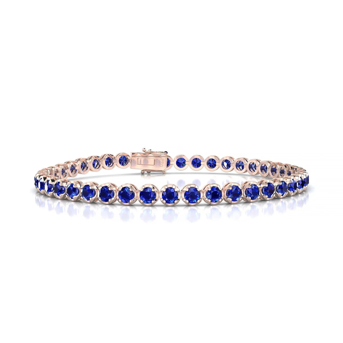 Tiger | 18k Rose Gold 3 mm Round Natural Sapphire Tennis Bracelet