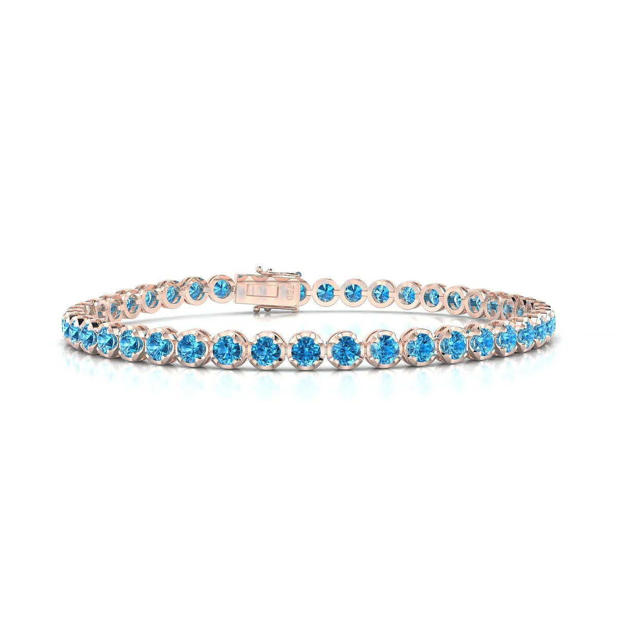 Tiger | 18k Rose Gold 3 mm Round Natural Topaz Tennis Bracelet