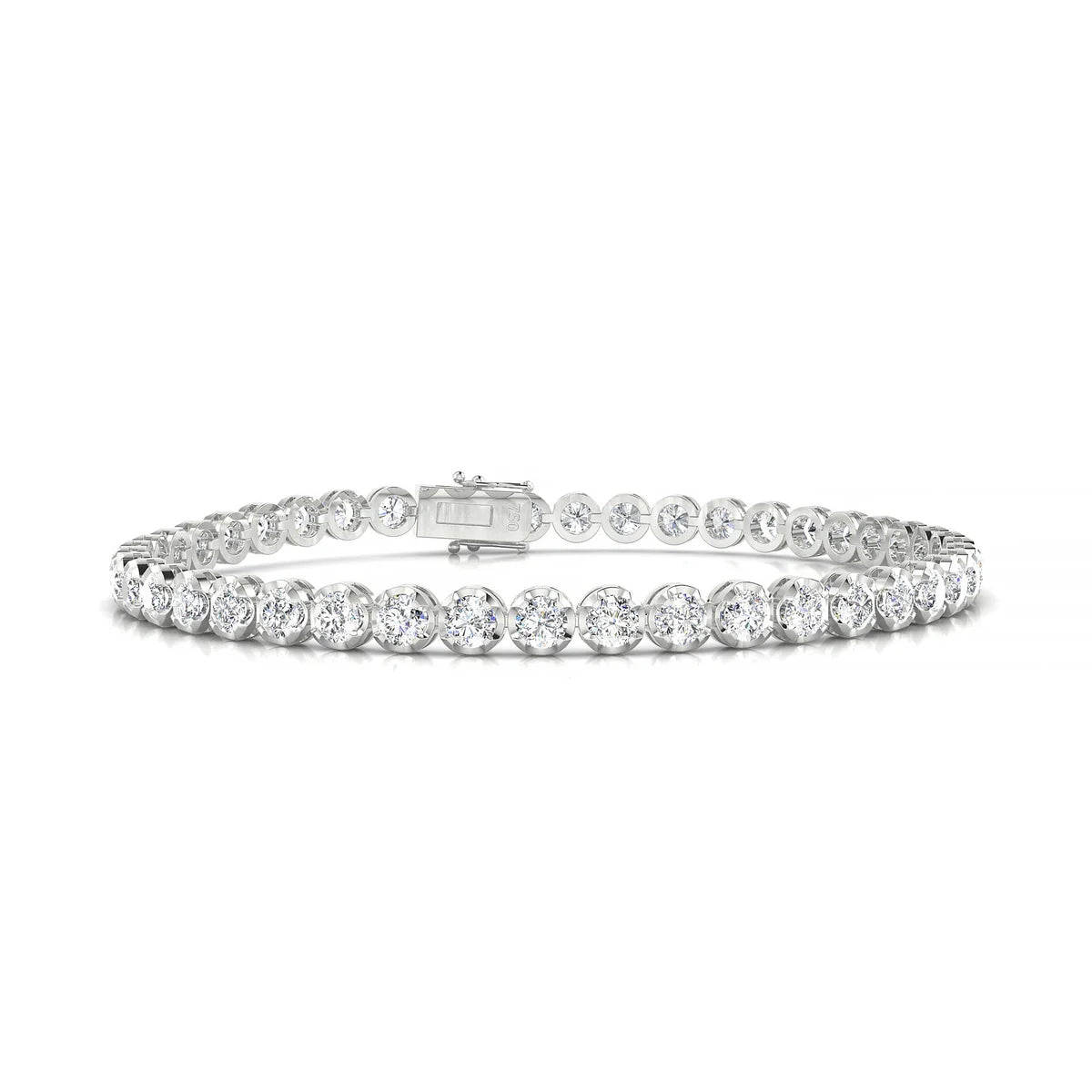 Tiger | 18k White Gold 3 mm Round Natural Diamond Tennis Bracelet
