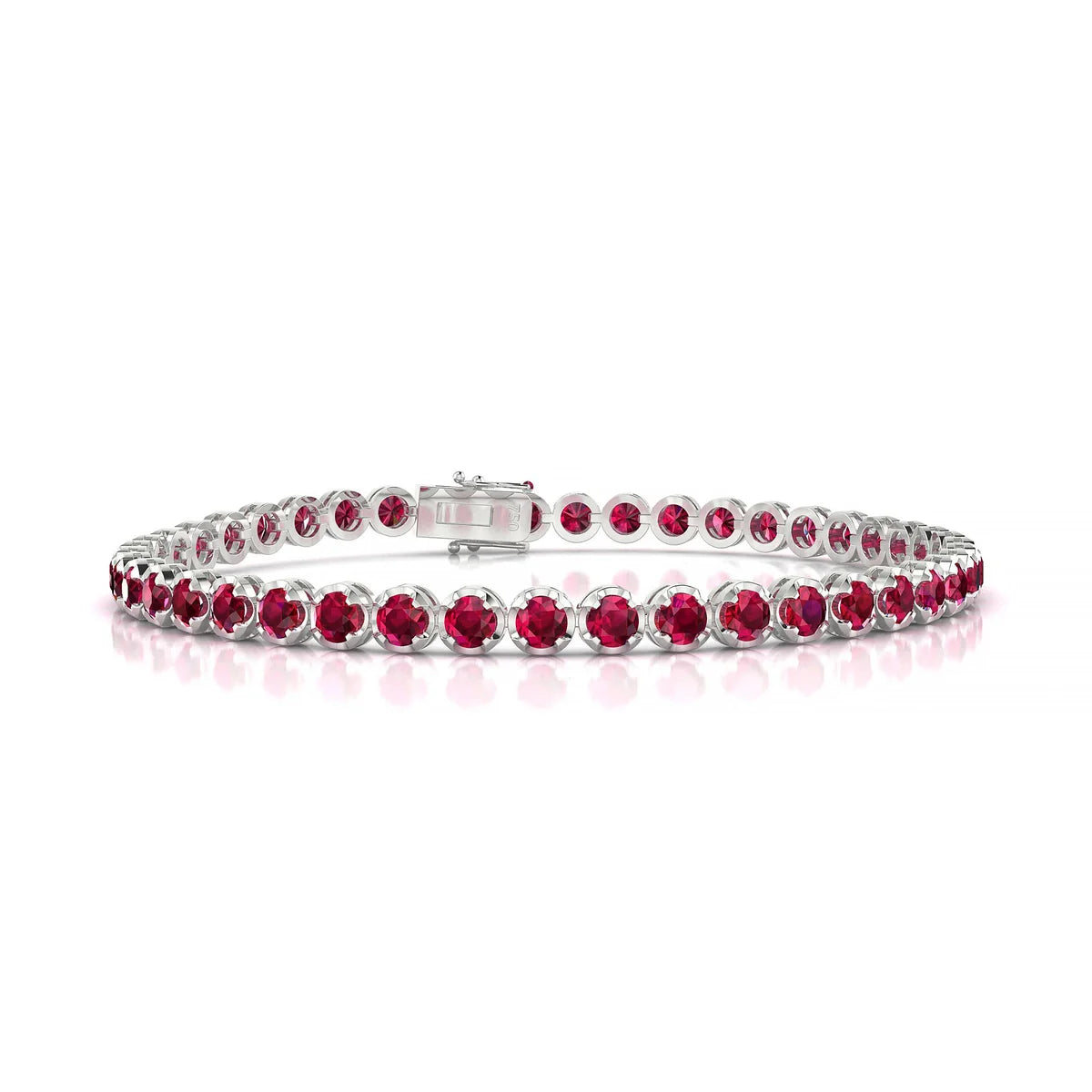 Tiger | 18k White Gold 3 mm Round Natural Ruby Tennis Bracelet