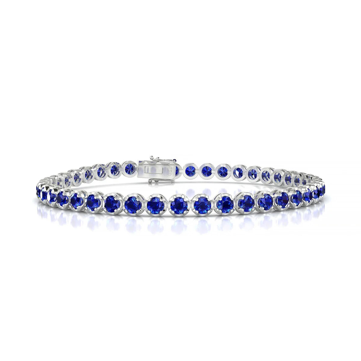 Tiger | 18k White Gold 3 mm Round Natural Sapphire Tennis Bracelet