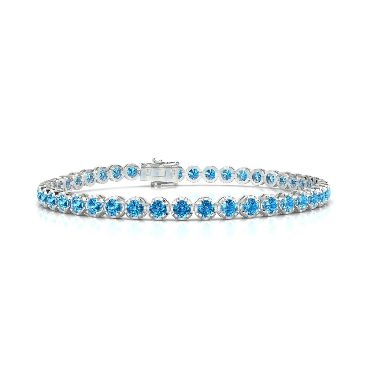 Tiger | 18k White Gold 3 mm Round Natural Topaz Tennis Bracelet