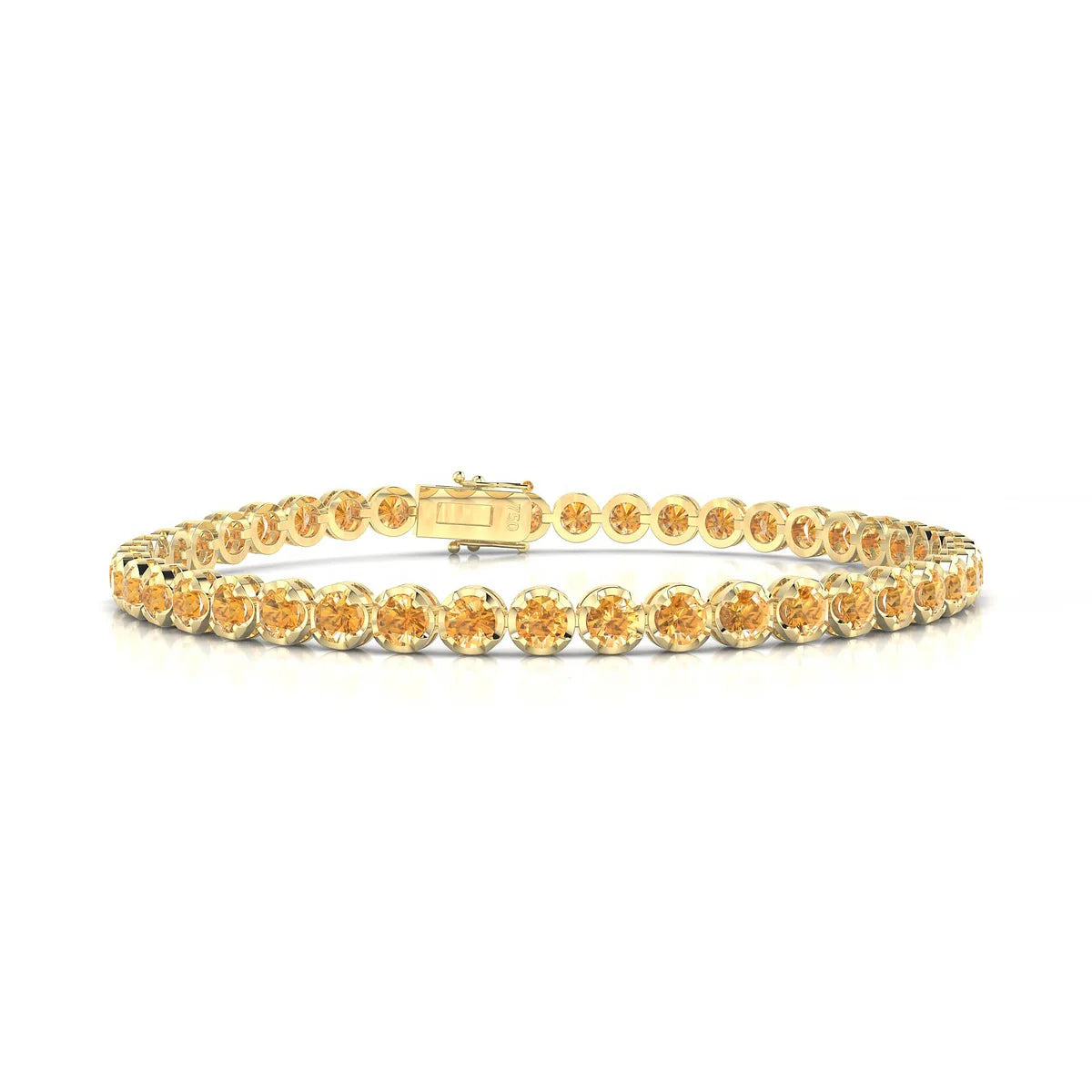 Tiger | 18k Yellow Gold 3 mm Round Natural Citrine Tennis Bracelet