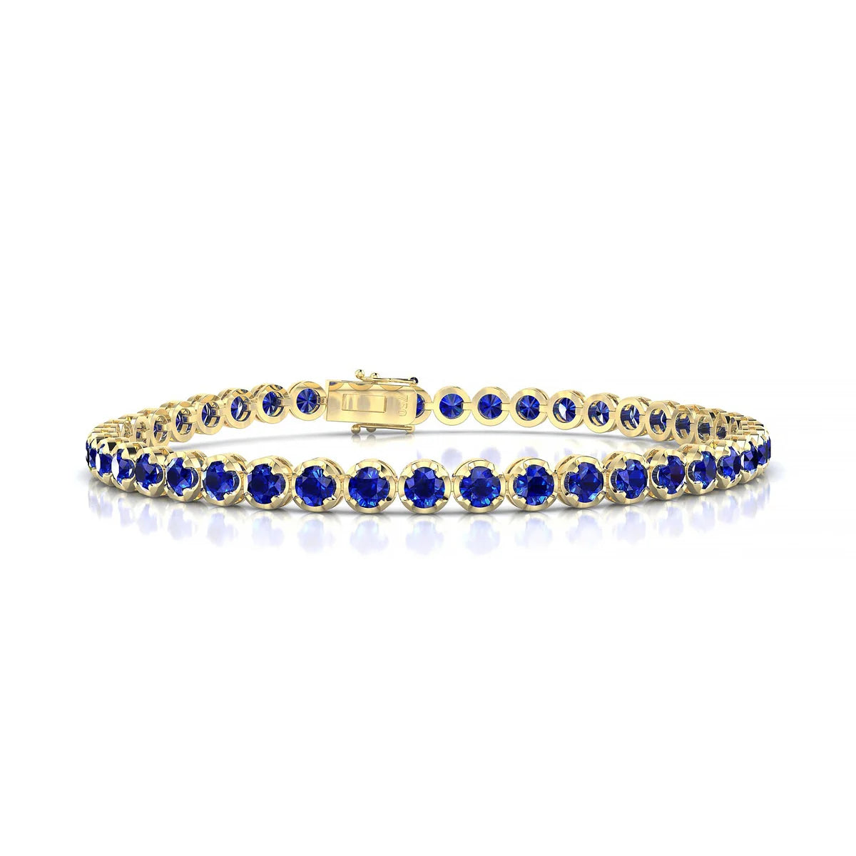 Tiger | 18k Yellow Gold 3 mm Round Natural Sapphire Tennis Bracelet
