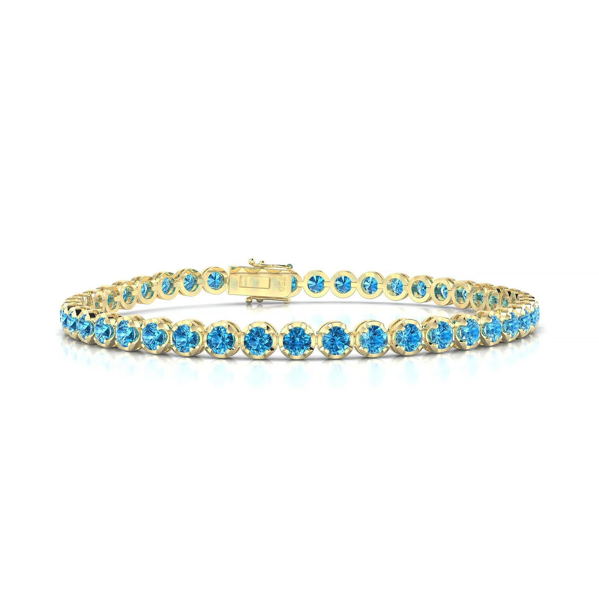 Tiger | 18k Yellow Gold 3 mm Round Natural Topaz Tennis Bracelet