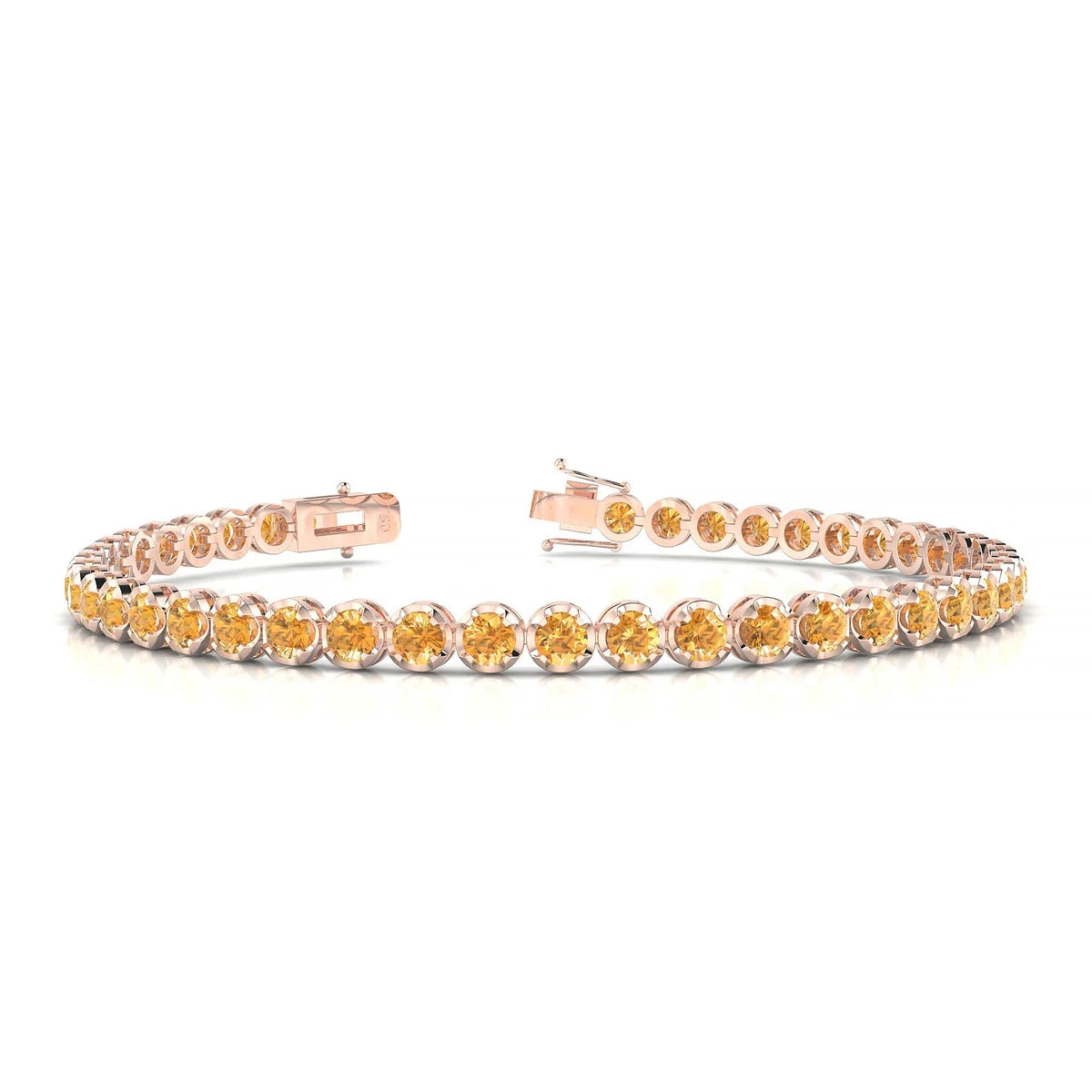 Tiger | 18k Rose Gold 3 mm Round Natural Citrine Tennis Bracelet