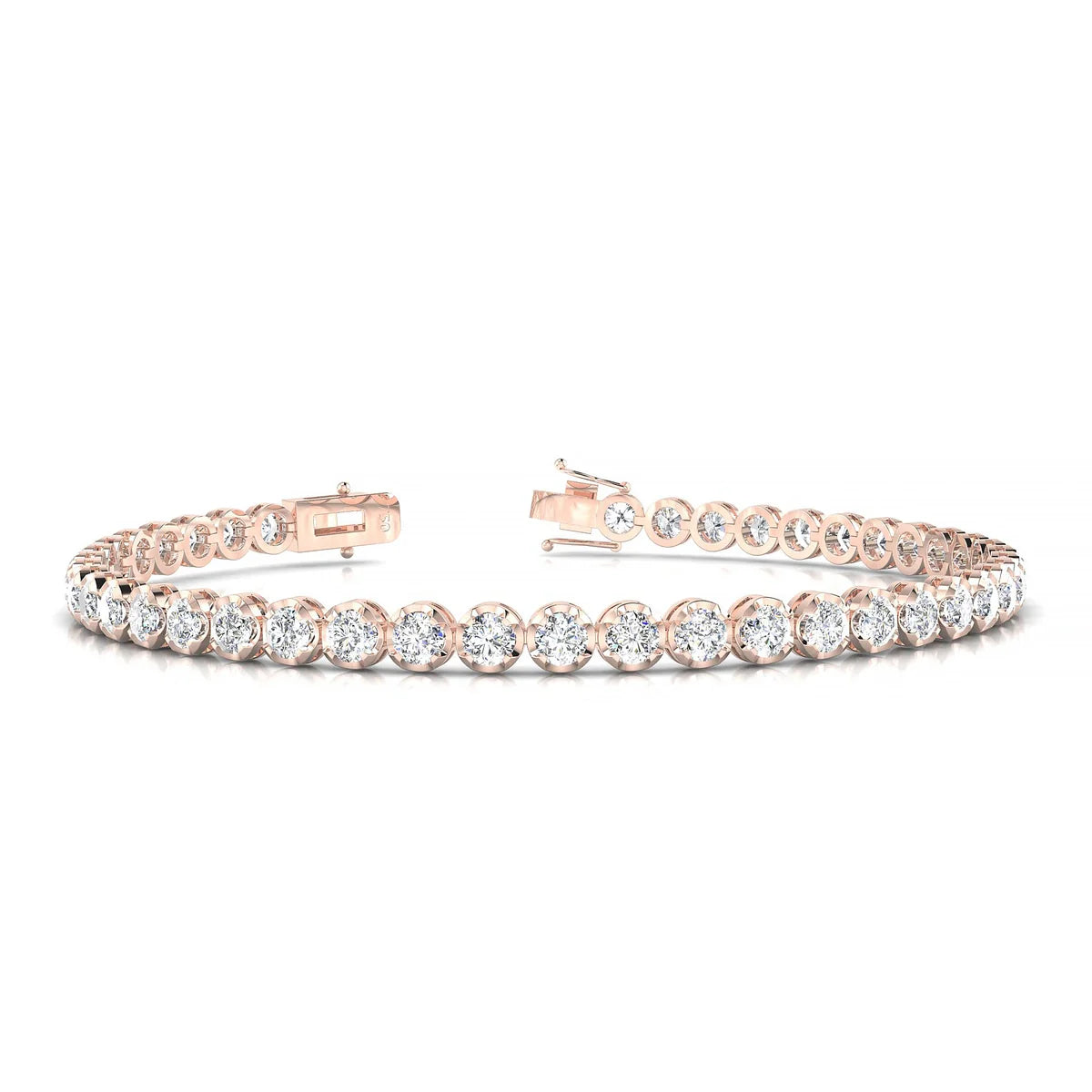 Tiger | 18k Rose Gold 3 mm Round Natural Diamond Tennis Bracelet