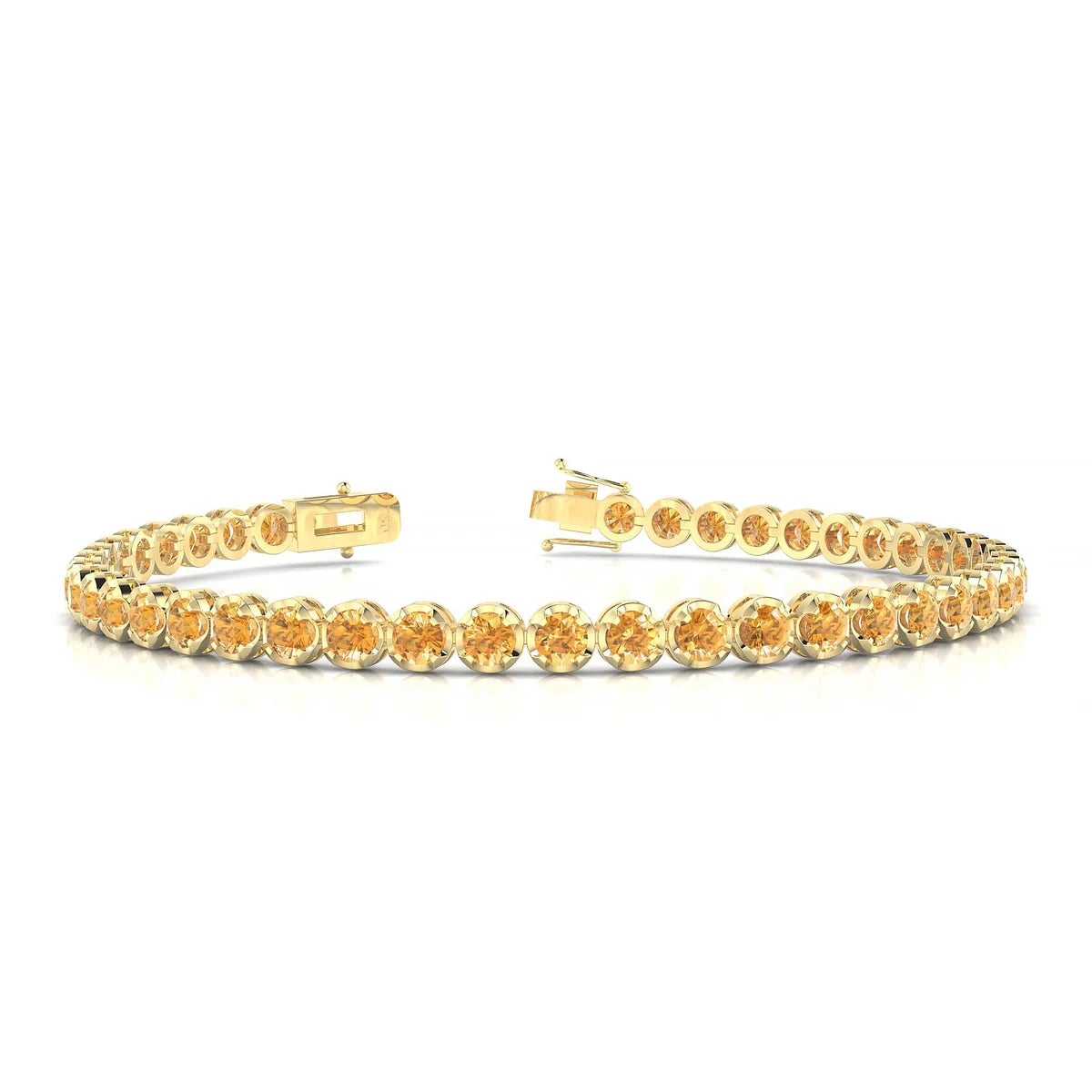Tiger | 18k Yellow Gold 3 mm Round Natural Citrine Tennis Bracelet