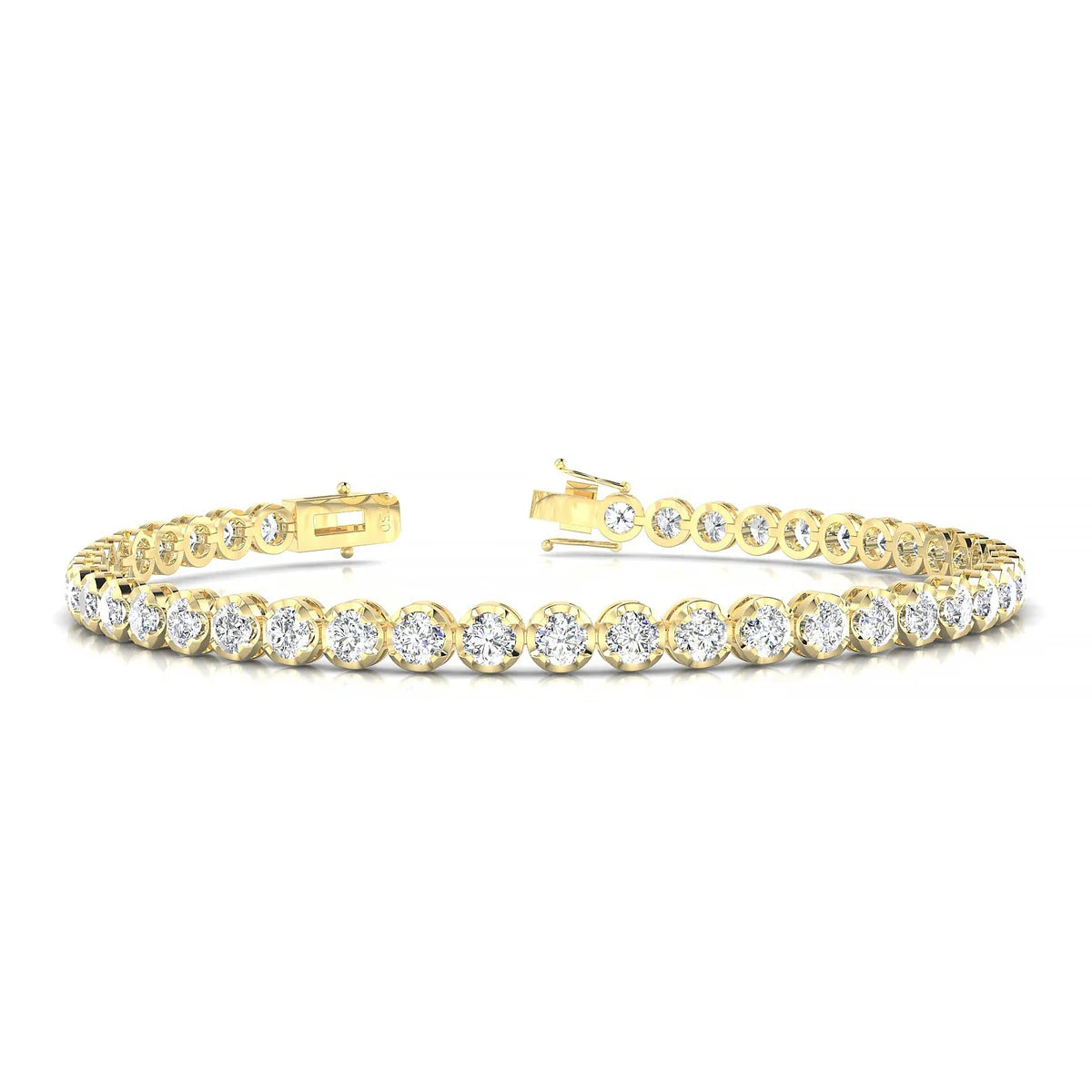 Tiger | 18k Yellow Gold 3 mm Round Natural Diamond Tennis Bracelet