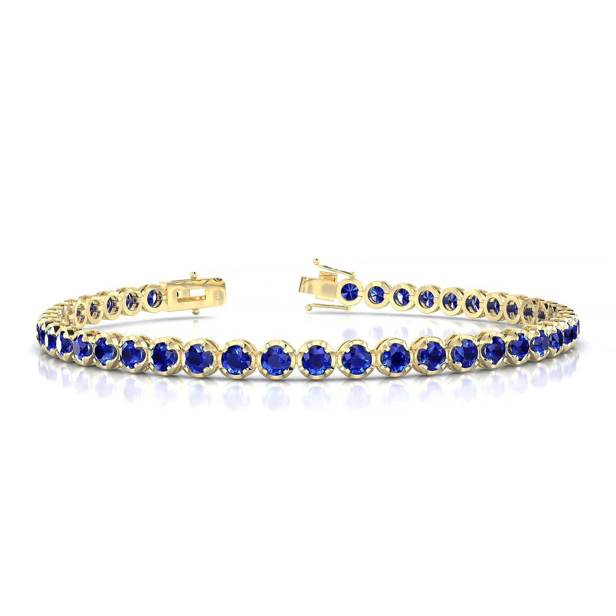 Tiger | 18k Yellow Gold 3 mm Round Natural Sapphire Tennis Bracelet