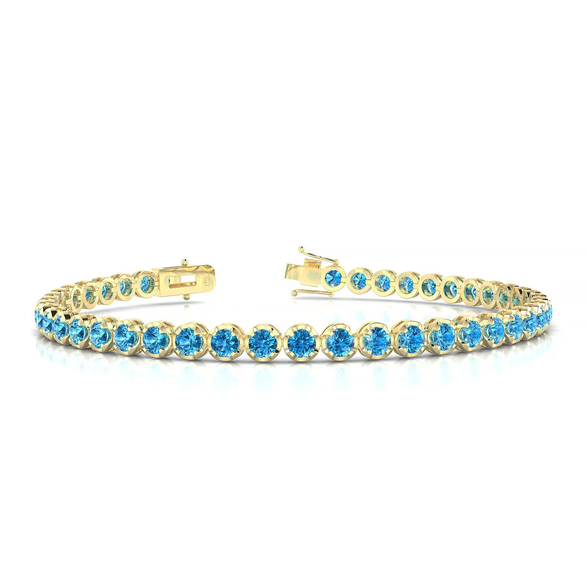 Tiger | 18k Yellow Gold 3 mm Round Natural Topaz Tennis Bracelet