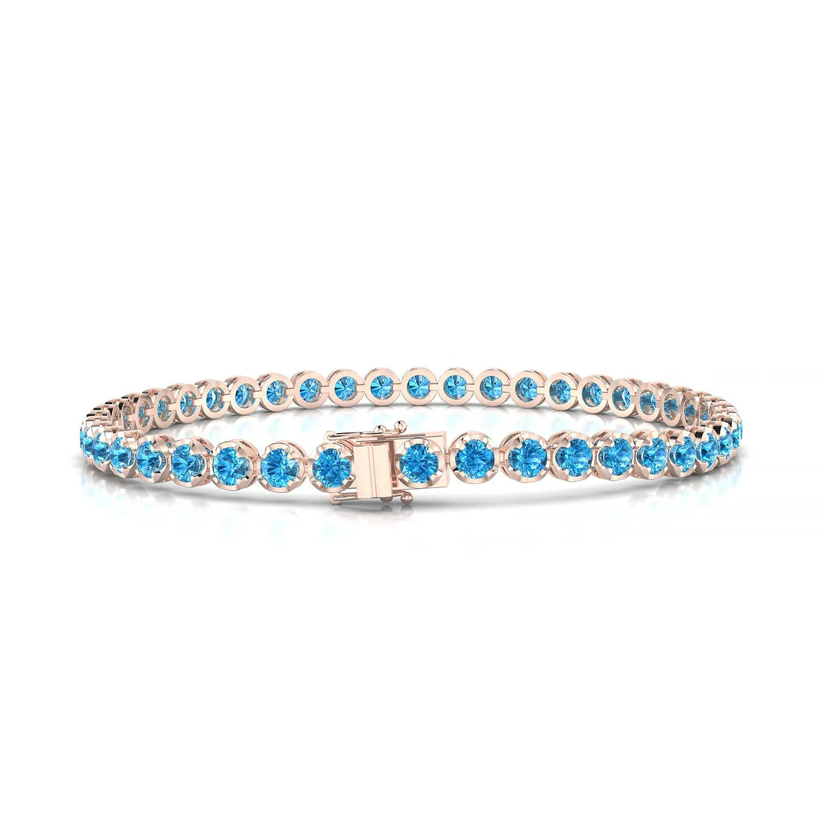 Tiger | 18k Rose Gold 3 mm Round Natural Topaz Tennis Bracelet