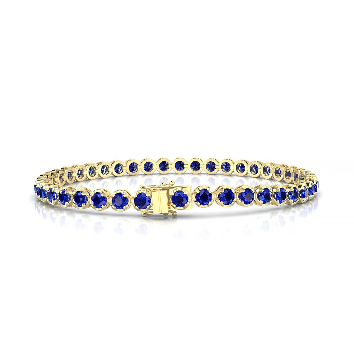 Tiger | 18k Yellow Gold 3 mm Round Natural Sapphire Tennis Bracelet