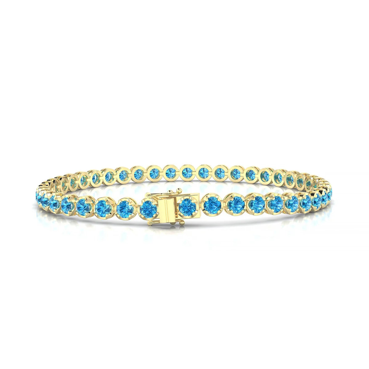 Tiger | 18k Yellow Gold 3 mm Round Natural Topaz Tennis Bracelet