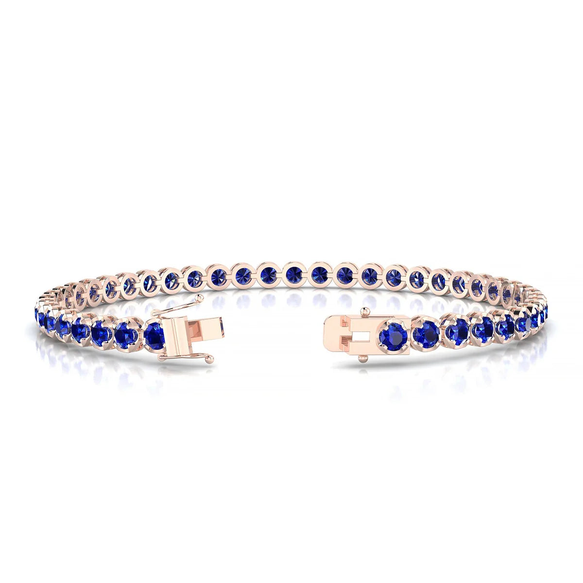 Tiger | 18k Rose Gold 3 mm Round Natural Sapphire Tennis Bracelet