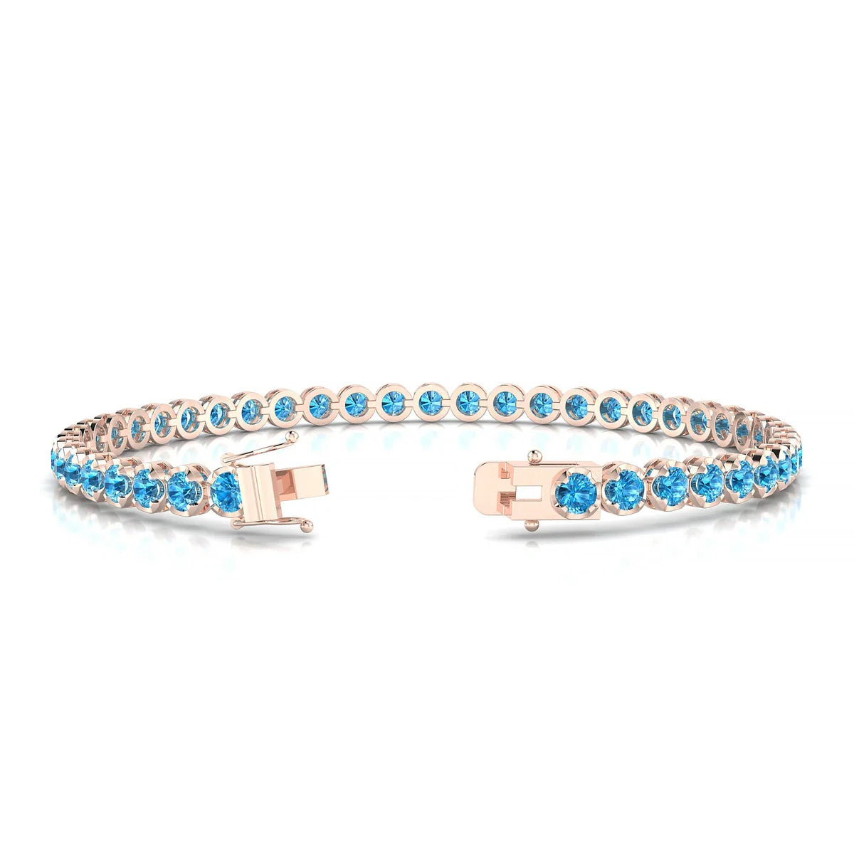 Tiger | 18k Rose Gold 3 mm Round Natural Topaz Tennis Bracelet
