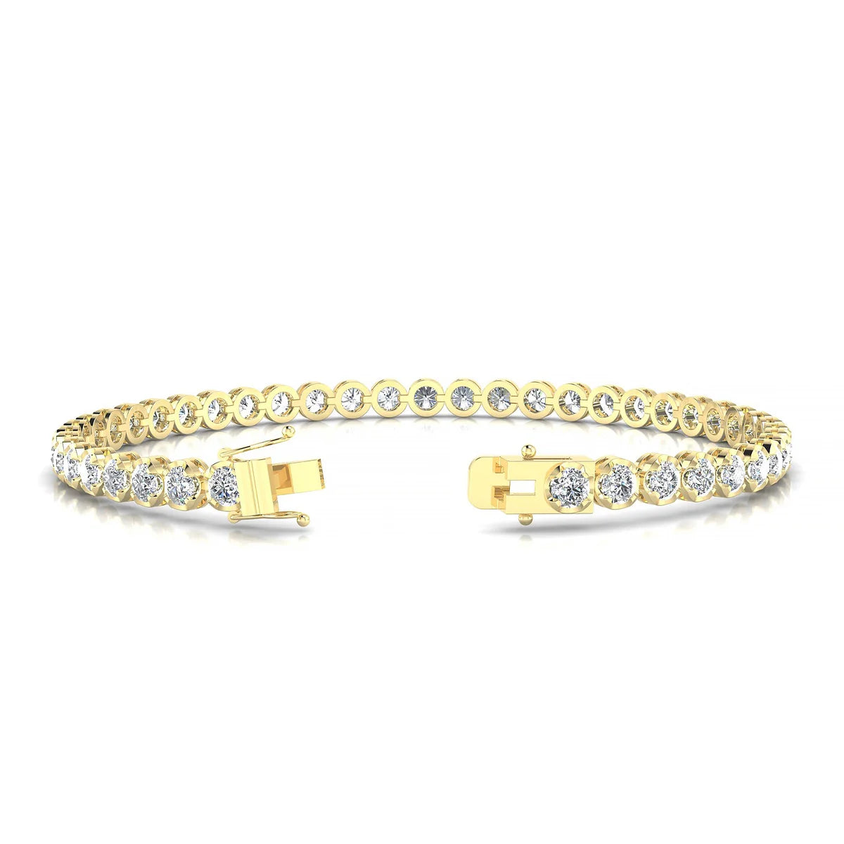 Tiger | 18k Yellow Gold 3 mm Round Natural Diamond Tennis Bracelet