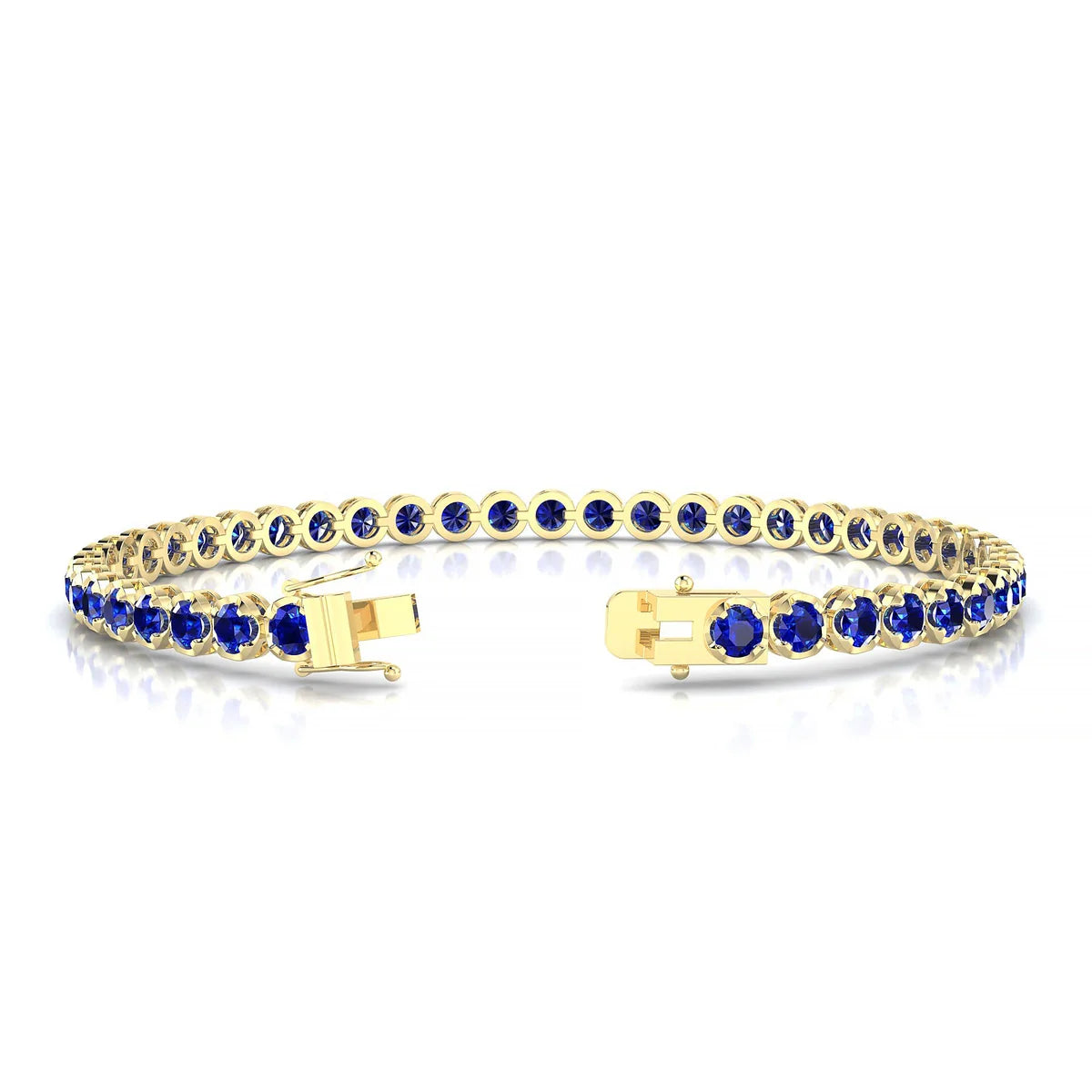 Tiger | 18k Yellow Gold 3 mm Round Natural Sapphire Tennis Bracelet