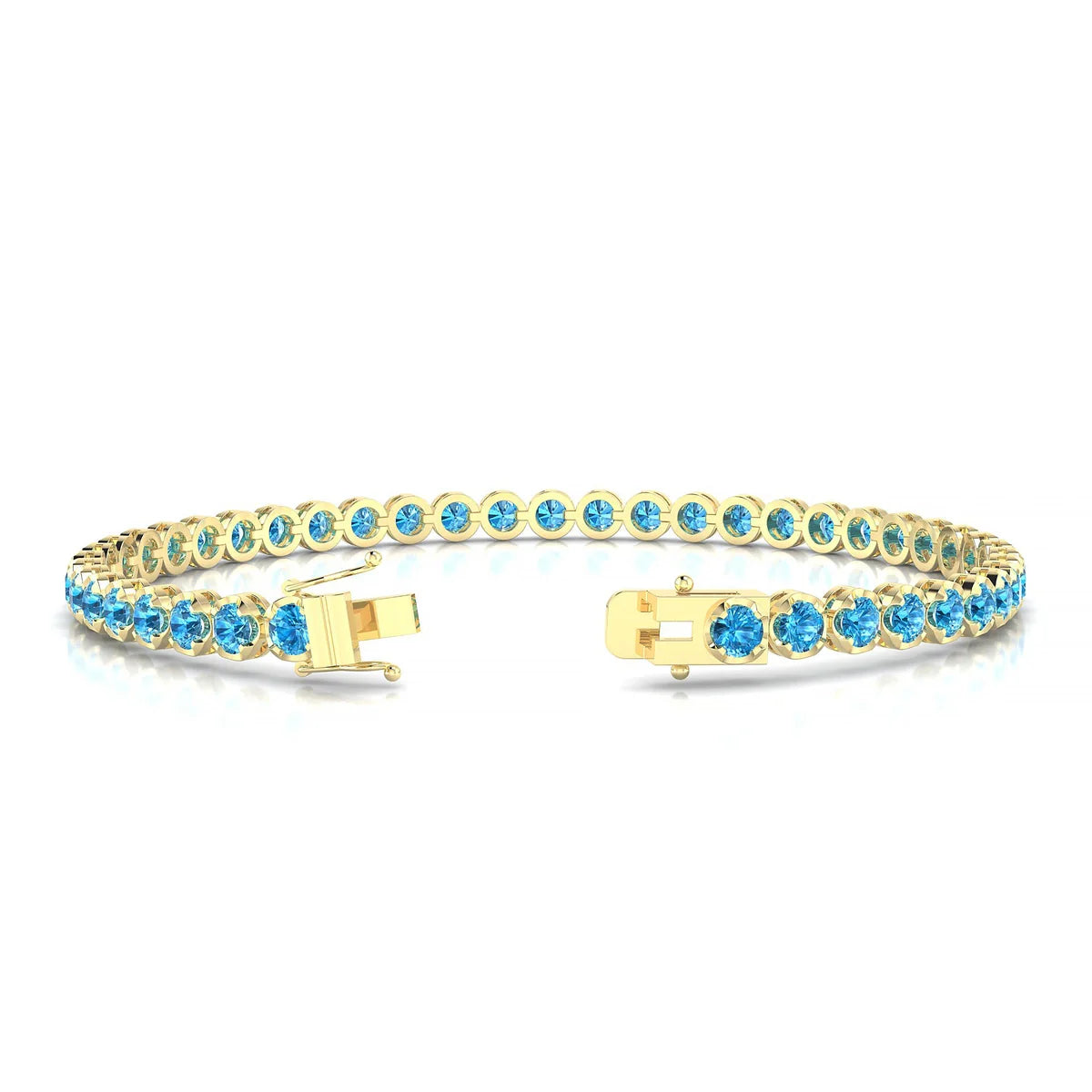 Tiger | 18k Yellow Gold 3 mm Round Natural Topaz Tennis Bracelet