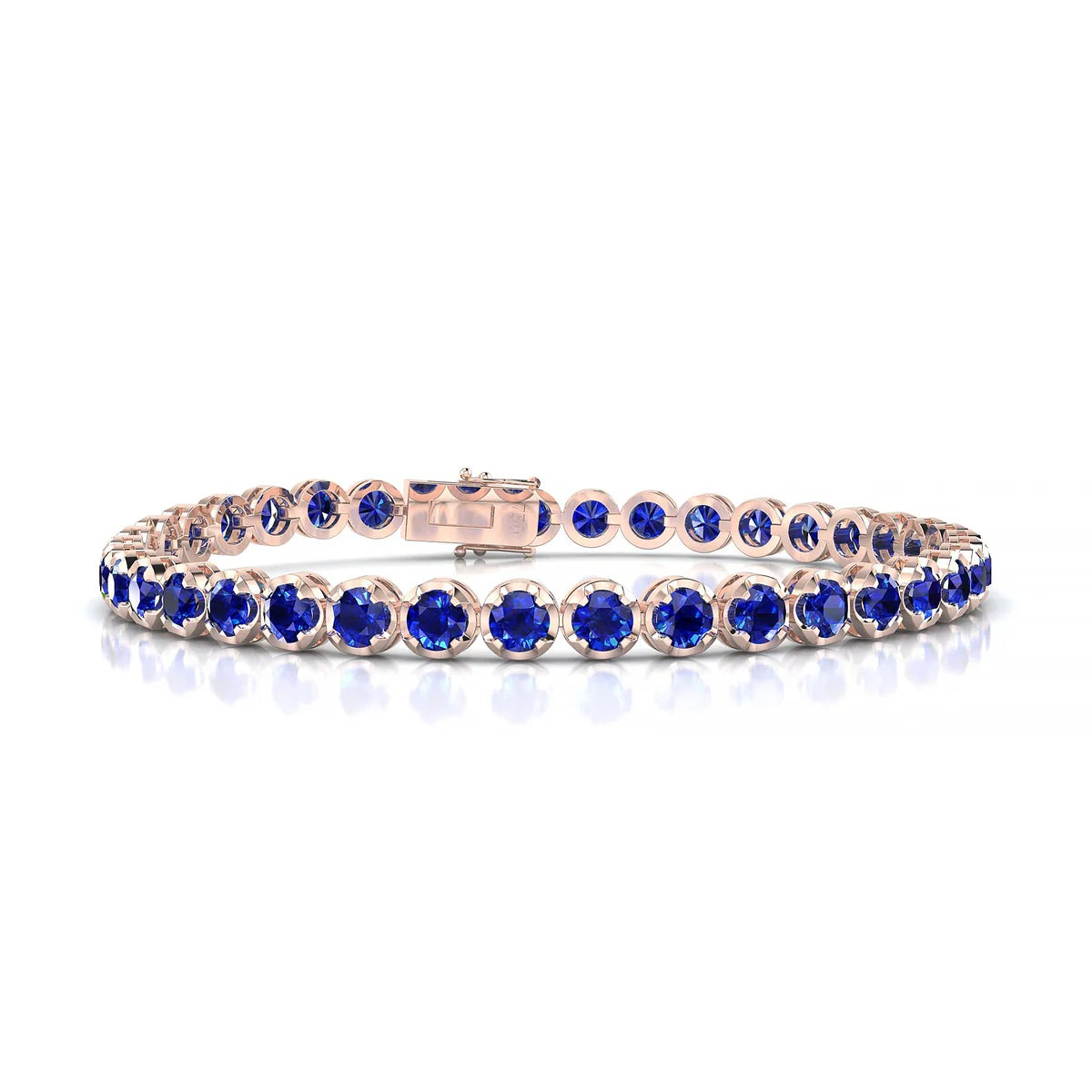 Tiger | 18k Rose Gold 3.4 mm Round Natural Sapphire Tennis Bracelet