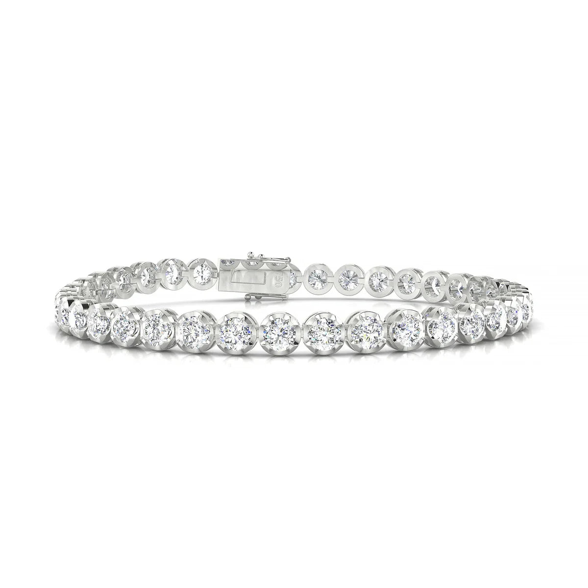 Tiger | 18k White Gold 3.4 mm Round Natural Diamond Tennis Bracelet