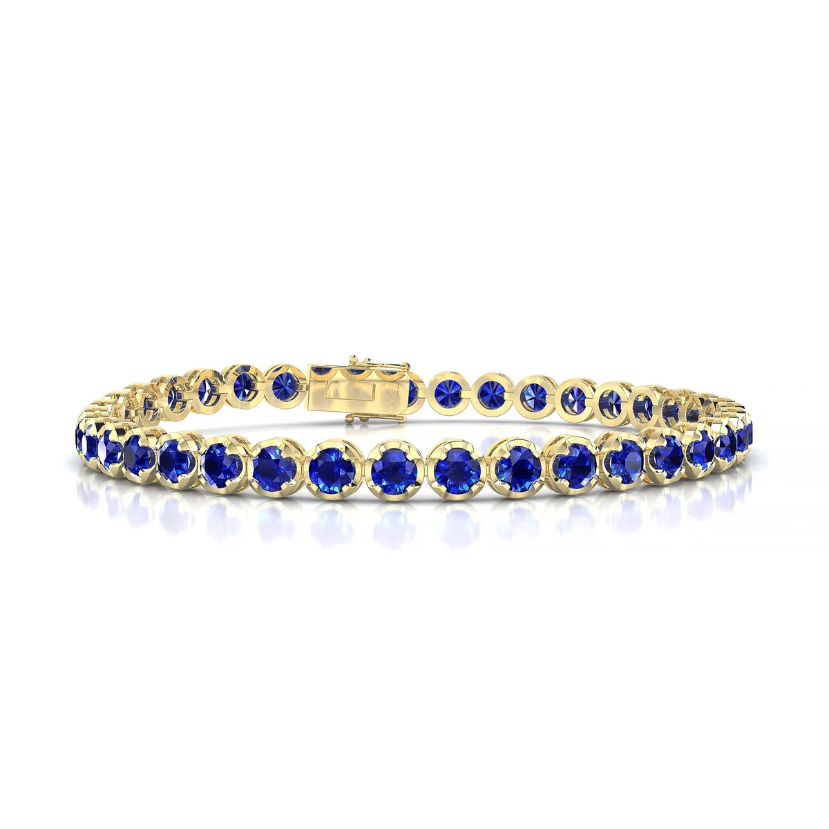 Tiger | 18k Yellow Gold 3.4 mm Round Natural Sapphire Tennis Bracelet
