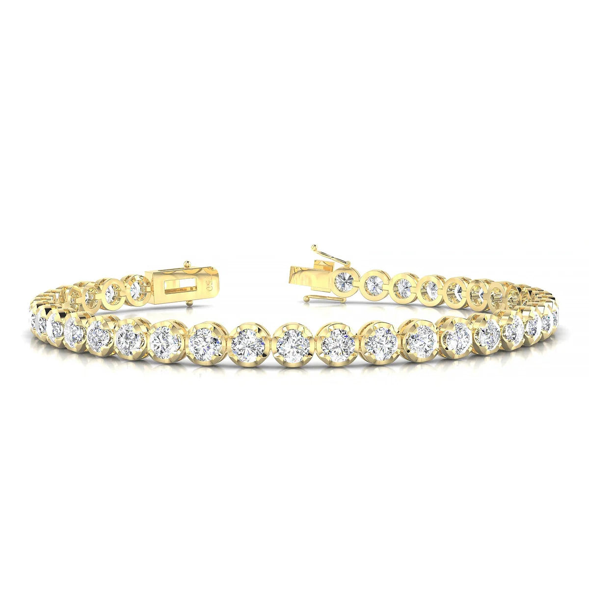 Tiger | 18k Yellow Gold 3.4 mm Round Natural Diamond Tennis Bracelet
