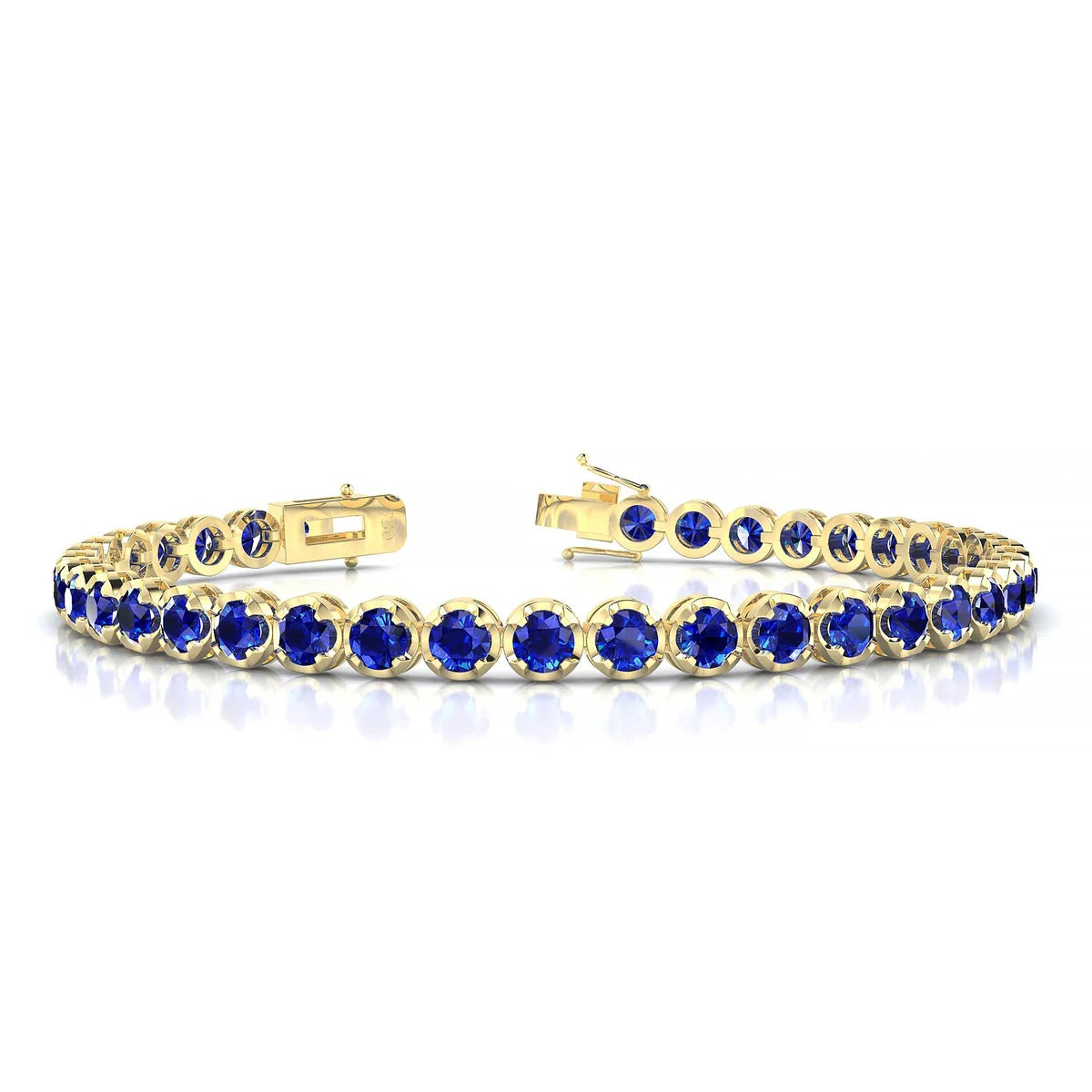 Tiger | 18k Yellow Gold 3.4 mm Round Natural Sapphire Tennis Bracelet