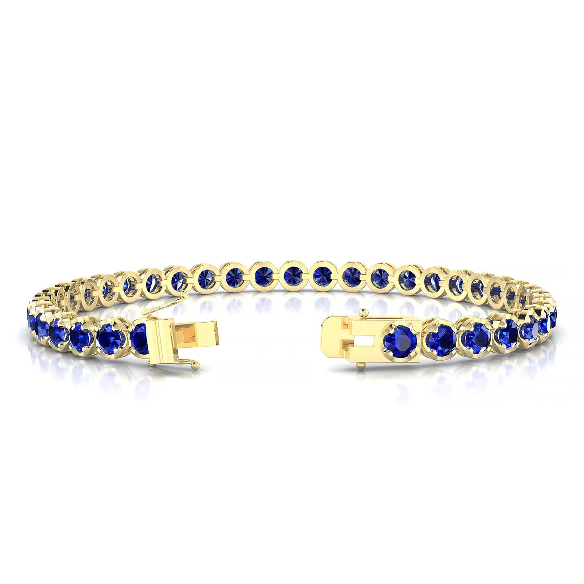 Tiger | 18k Yellow Gold 3.4 mm Round Natural Sapphire Tennis Bracelet