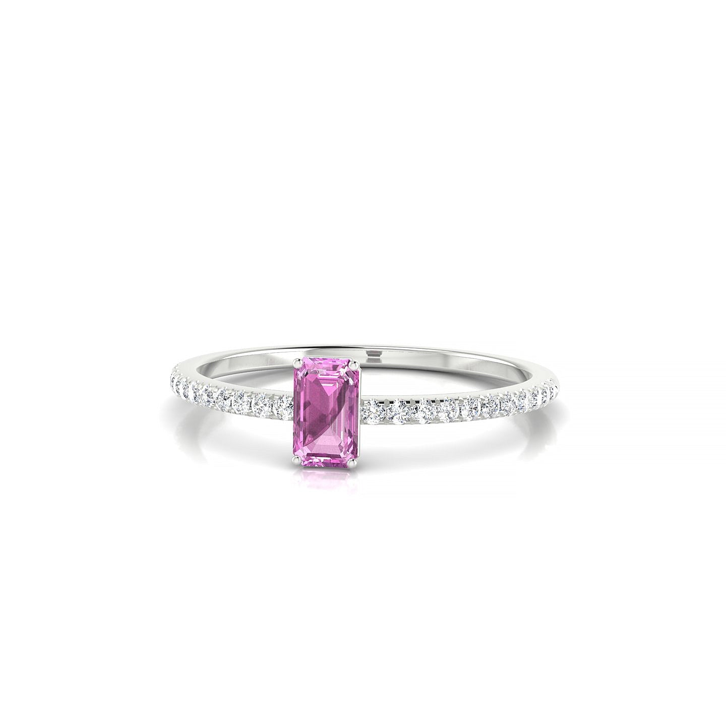 Timeless | 18k White Gold 5 x 3 mm Emerald Pink Sapphire Ring