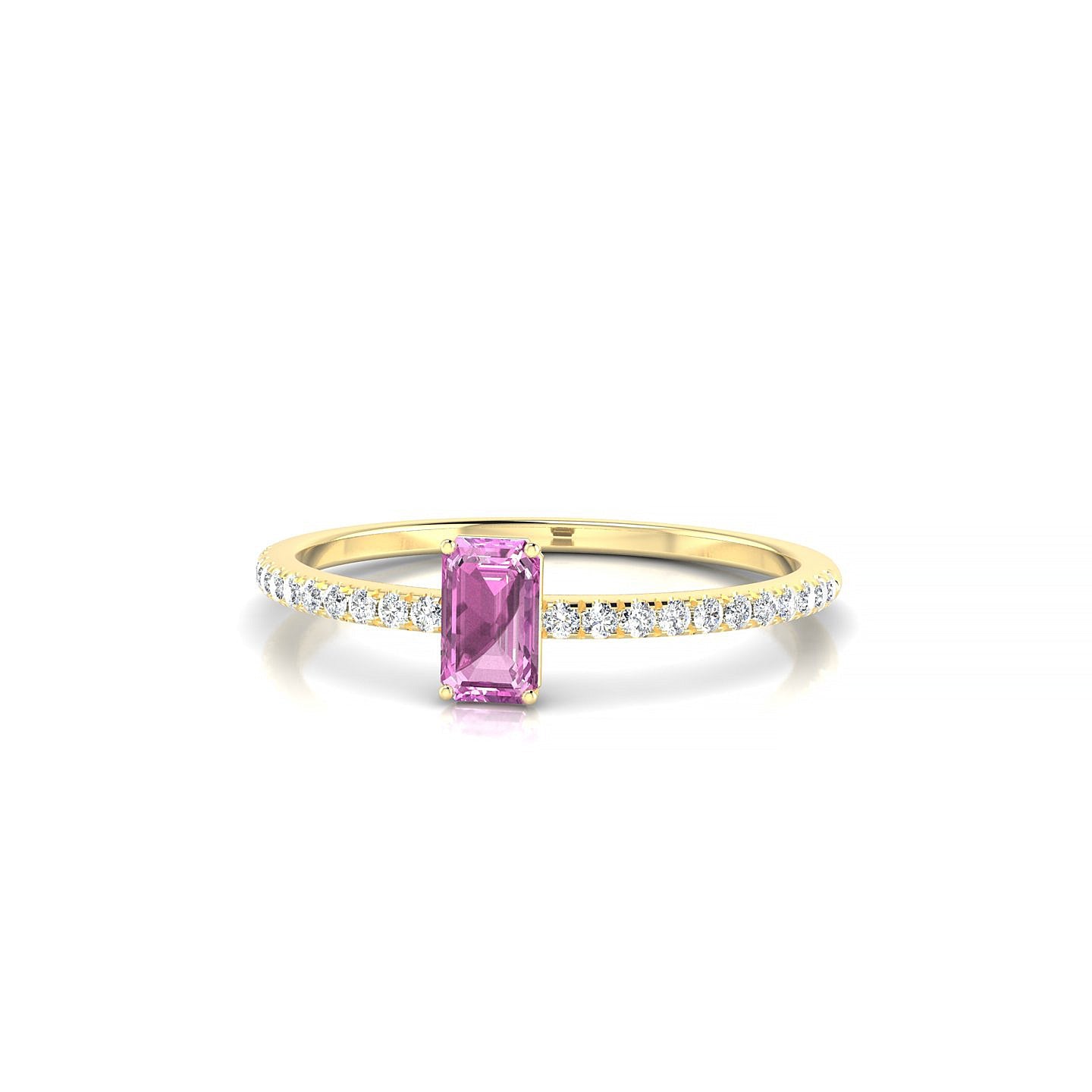 Timeless | 18k Yellow Gold 5 x 3 mm Emerald Pink Sapphire Ring