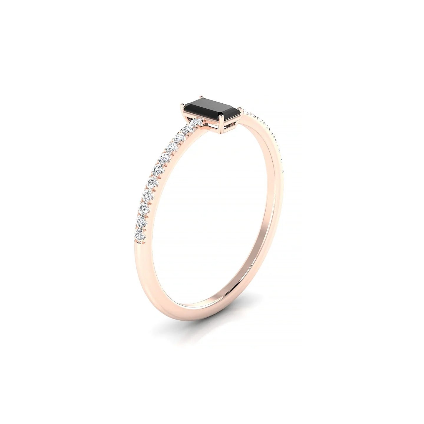 Timeless | 18k Rose Gold 5 x 3 mm Emerald Black Diamond Ring