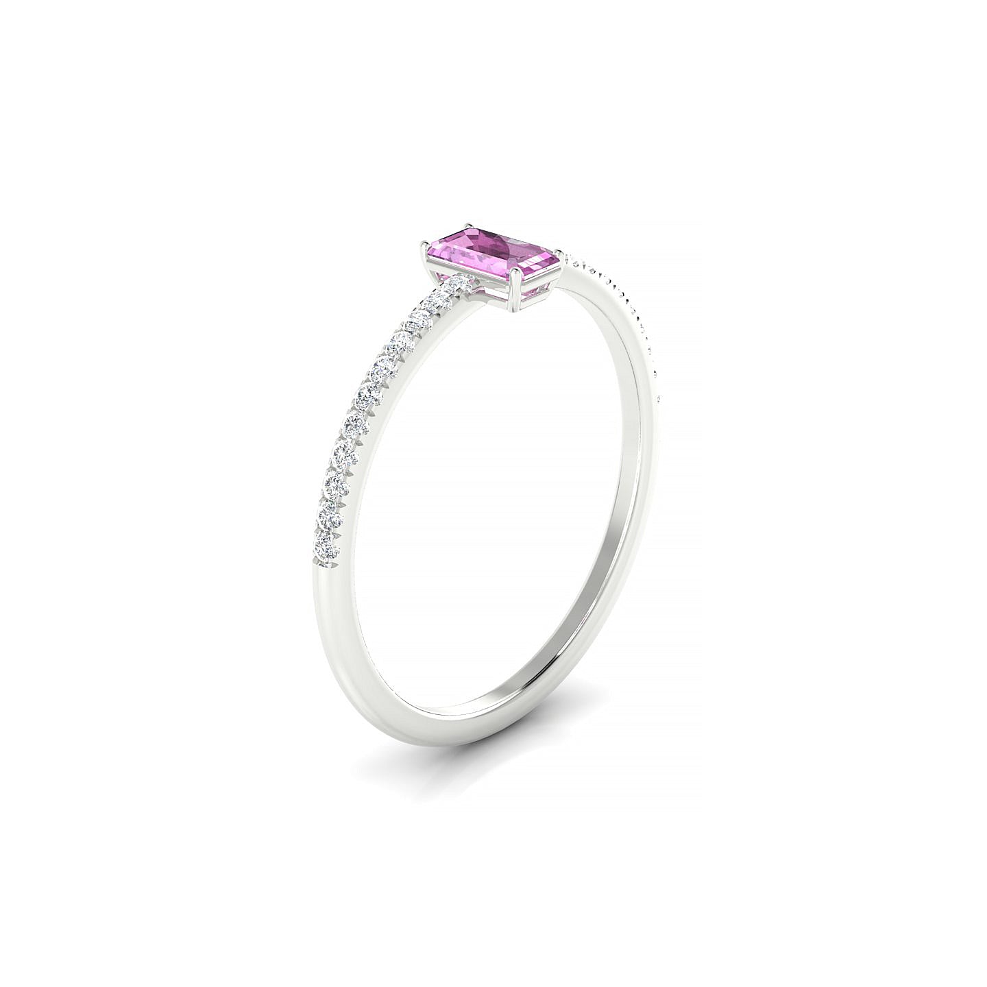Timeless | 18k White Gold 5 x 3 mm Emerald Pink Sapphire Ring